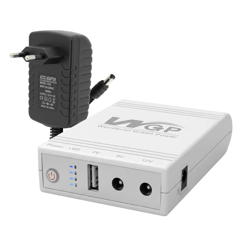 Комплект ДБЖ Mini UPS WGP UPS103A 5V/9V/12V 10400mAh WHITE + блок живлення 12В 2А (24Вт) SPF-1202B