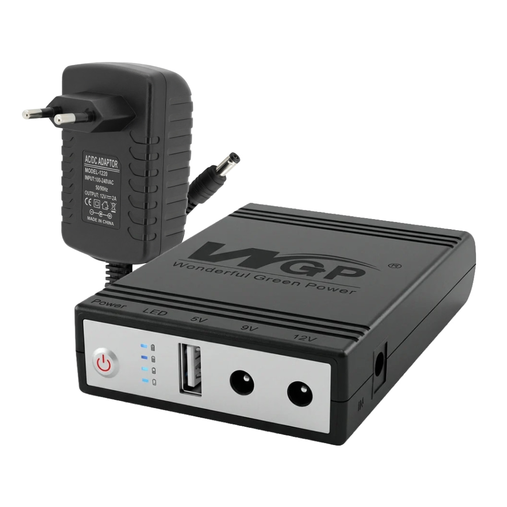 Комплект ДБЖ Mini UPS WGP UPS1032 5V/9V/12V 10400mAh BLACK + блок живлення 12В 2А (24Вт) SPF-1202B